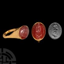 Roman Gold Ring with Serapis Gemstone