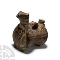 Western Asiatic Painted Ceramic Zoomorphic Ewer