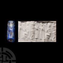 Western Asiatic Lapis Lazuli Cylinder Seal with Presentation Scene