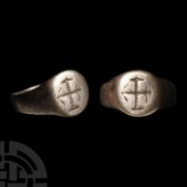 Medieval Silver Ring with Anchor Cross