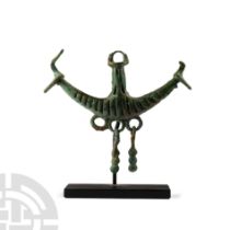 Archaic Greek Bronze Attachment with Animal Heads