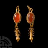 Hellenistic Gold Earrings with Gemstones