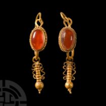 Hellenistic Gold Earrings with Gemstones