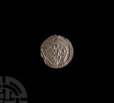 Medieval Silver Bracteate with Seated Figure