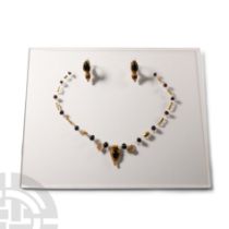 Roman Gold Necklace Element and Earring Set