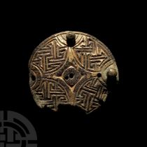 Anglo-Saxon Gilt Chip-Carved Bronze Disc Brooch