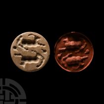 Sumerian Domed Stone Stamp Seal with Animals