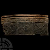 Roman Lead Coffin Panel with Sphinx, Medusa and Dolphins