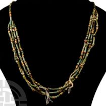 Egyptian Multi-Stranded Faience Mummy Bead Necklace