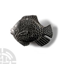 Western Asiatic Black Stone Fish Amulet