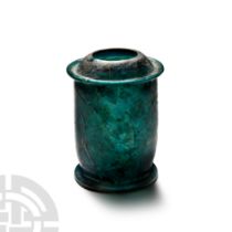 Roman Turquoise Glass Pyxis