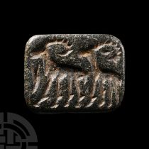 Western Asiatic Stone Stamp Seal with Goats