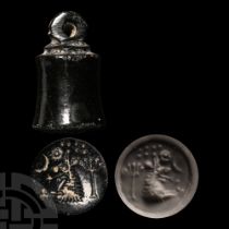 Urartu Black Stone Stamp Seal with Horse Head