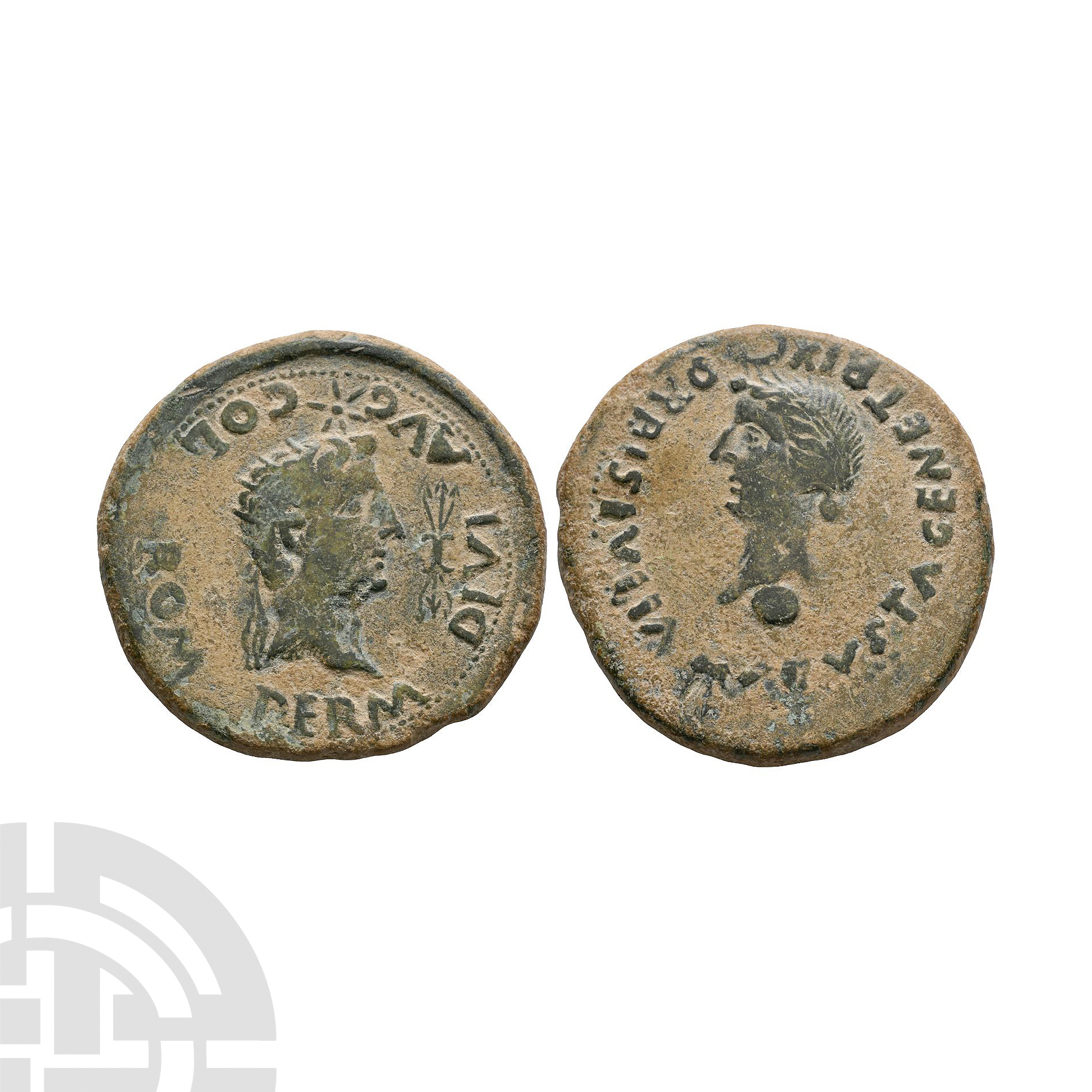 Ancient Roman Provincial Coins - Tiberius - Spain - Augustus and Livia AE Dupondius