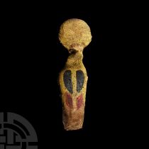 Egyptian Painted Wooden Uraeus Sacred Cobra Finial