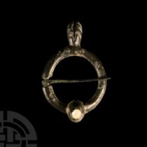 Medieval Bronze Annular Brooch with Turret