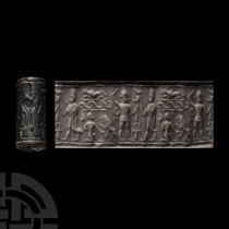 Western Asiatic Haematite Cylinder Seal with Presentation Scene