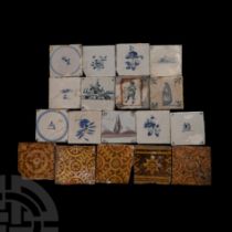 Post Medieval and Medieval Glazed Ceramic Tile Group