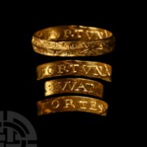 'The Wingham' Gold 'Fortune Favours the Brave' Posy Ring