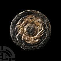 Anglo-Saxon Gold Chip-Carved Bronze Roundel