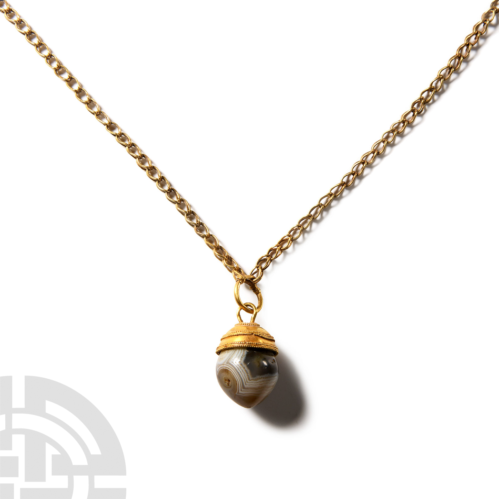 Gold Necklace with Agate Pendant - Image 2 of 2