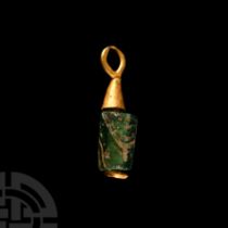 Roman Gold Pendant with Bead Drop