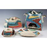 A Rosenthal Studio-Linie Flash pattern Fondue pot, late 20th century, designed by Dorothy Hafner,