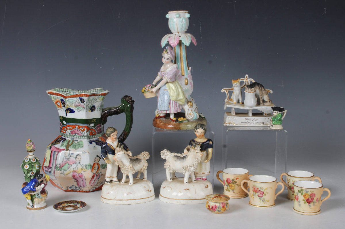 A small group of pottery and porcelain, English and Continental, 19th and 20th century, including