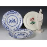 A pair of Worshipful Company of Salters blue printed coat of arms plates, probably Hicks, Meigh &