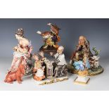 A Capodimonte figure group by Cortese, modelled as an elegantly dressed lady with a baby on her lap,
