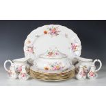 A Royal Crown Derby Derby Posies pattern part service, comprising three graduated platters, six
