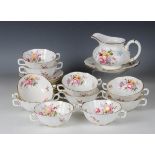 A Royal Crown Derby Derby Posies pattern part service, comprising ten two-handled soup bowls and