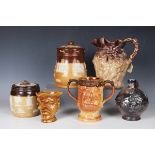 A small mixed group of stoneware pottery, English and Continental, 19th and 20th century,