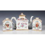Two 'Samson' porcelain tea caddies, 20th century, of shouldered rectangular form, painted in Chinese