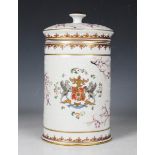 A 'Samson' porcelain apothecary jar and cover, 20th century, the cylindrical body painted in Chinese