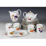 A collection of Royal Worcester Evesham pattern tablewares, including four teacups and saucers, four