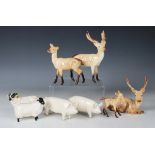 Twenty-one assorted Beswick animals, including a standing stag, No. 981, a lying stag, No. 954, a