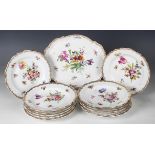 A set of twelve Meissen porcelain outside factory painted dessert plates, early 20th century, with