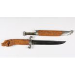 A late 19th/early 20th century Swedish nobleman's hunting knife with single-edged blade with