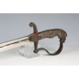 An early 20th century Prussian German army officer's dress sword with curved single-edged fullered