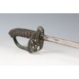 An 1845 pattern infantry officer's sword with single-edged fullered blade, blade length 82cm,