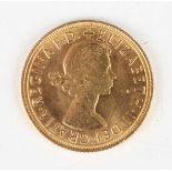 An Elizabeth II sovereign 1959.Buyer’s Premium 29.4% (including VAT @ 20%) of the hammer price. Lots