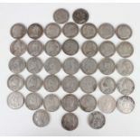 A collection of thirty-nine Victoria crowns, including Young Head, Jubilee Head and Old Head,