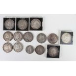 Eleven 19th century silver crowns, including a George IV crown 1822, edge detailed 'Secundo', a