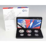 An Elizabeth II Royal Mint silver proof Britannia six-coin set 2017, cased with certificate.Buyer’