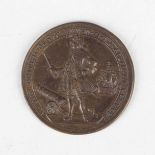 A copper medallion commemorating the Capture of Porto Bello by Admiral Vernon 1739, obverse with