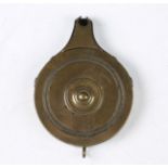 A 19th century steel mounted brass cap dispenser by S. Allport, detailed 'Improved', of circular