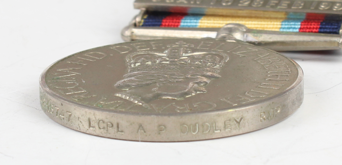 A Gulf War Medal 1990-91 to '24818747 L Cpl A P Dudley RMP' (minor file mark to rim after naming), a - Image 3 of 6
