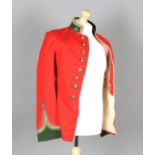 An early 20th century Dorsetshire Regiment red and gold dress tunic, named 'C.J. Highett esq' to the