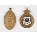 A 9ct gold oval fob medal, detailed 'The Edinburgh Ice Rink Limited Linlithgow Trophy', Birmingham